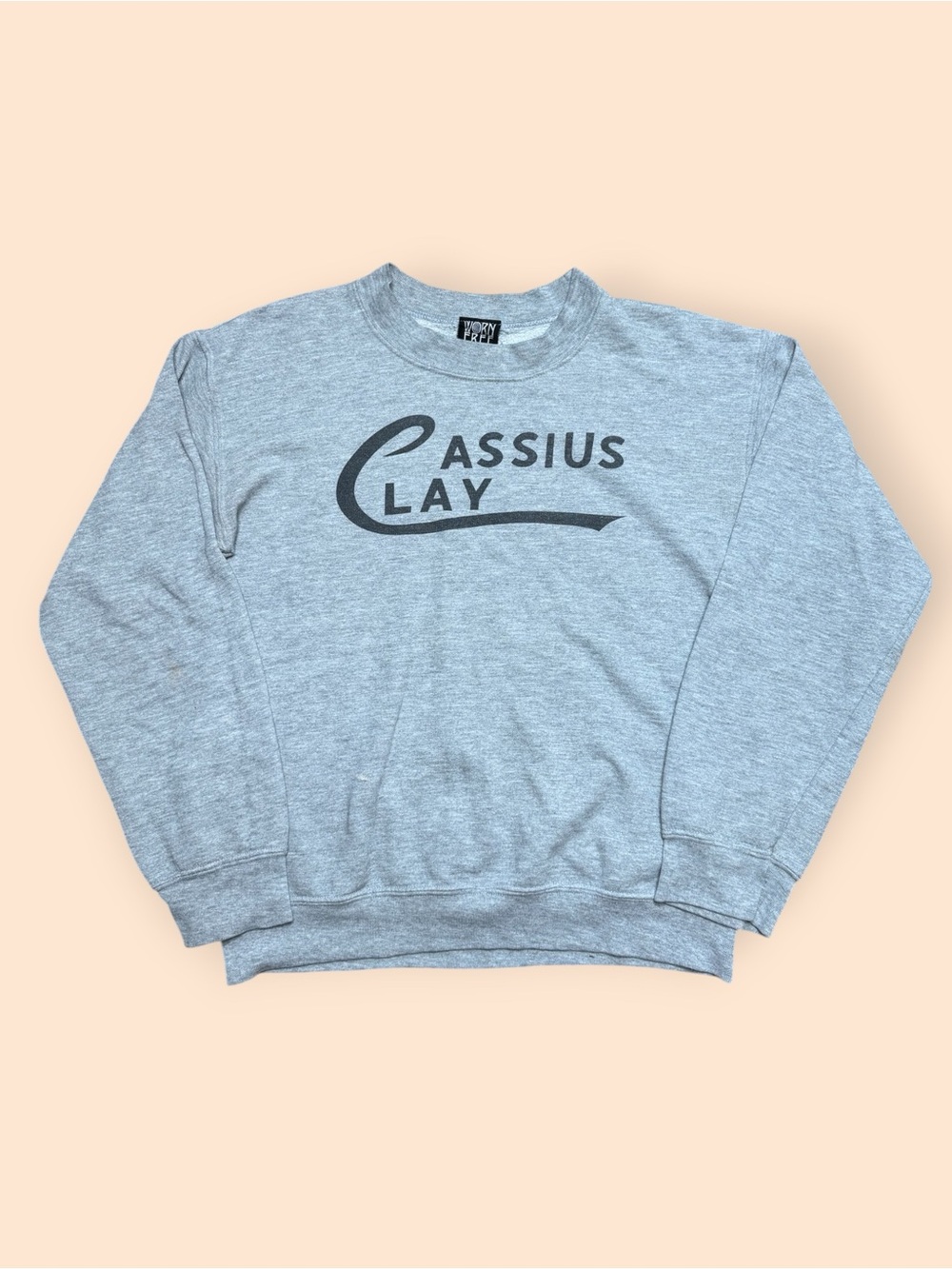 Worn Free Cassius Clay Crewneck Sweatshirt Men’s Small Gray Y2K 2000s Vtg